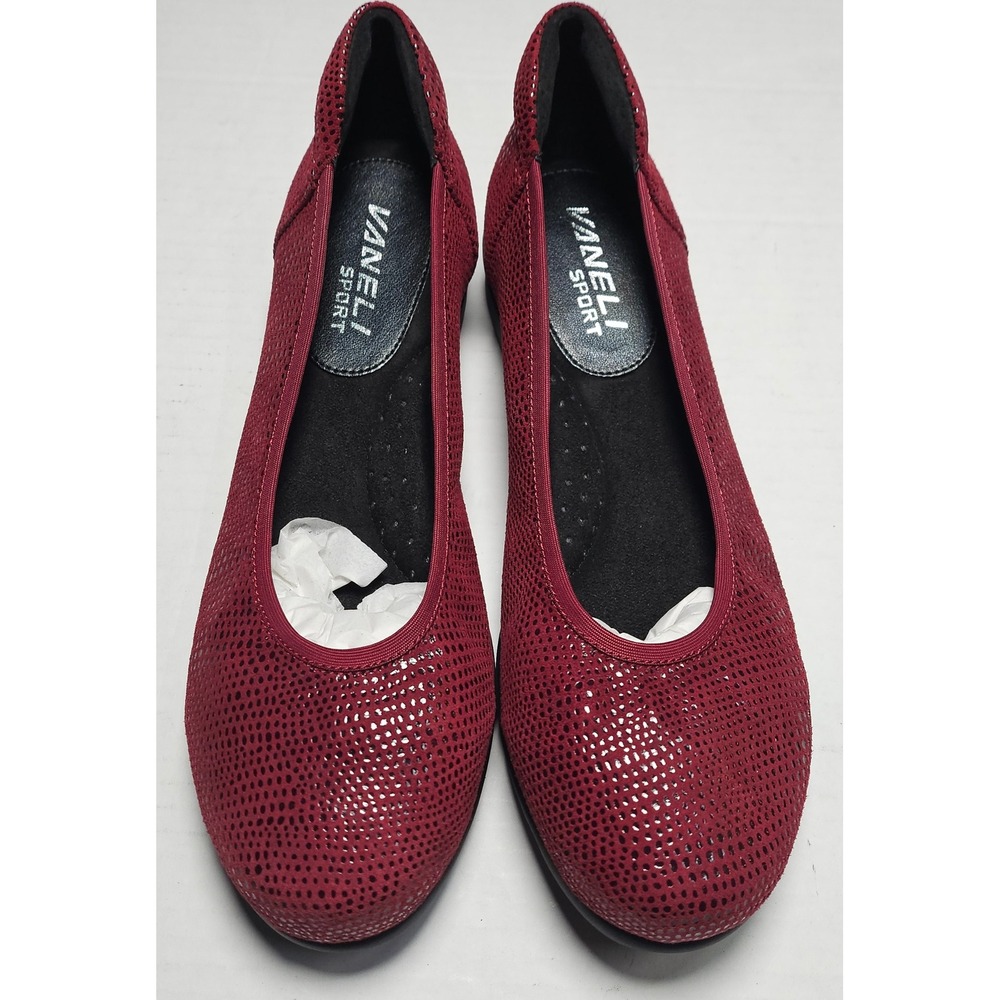 Vaneli Sport Donia Amaranto E Printed Leather Ballet Wedge Pumps Womens 6.5 WIDE